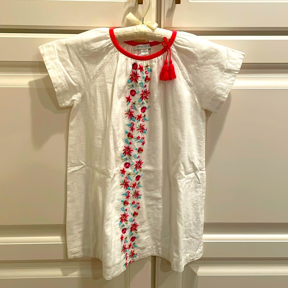 Garnet Hill kids white embroidered shift dress sz M/7